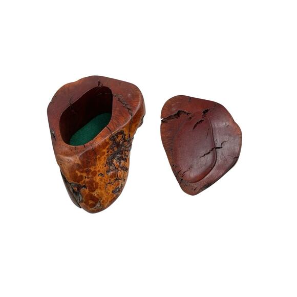 Vintage Burl Wood Jewelry Trinket Box Live Edge - Picture 7 of 10